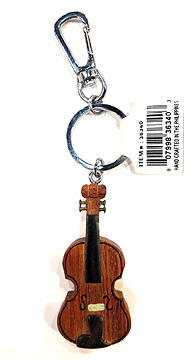 Classical Violin Clip Wood Keychain -0