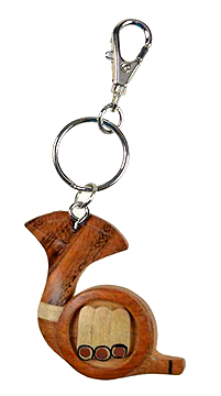 French Horn Clip Wood Keychain-0