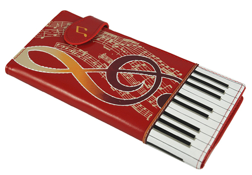 Keyboard Melody Red Tall Wallet -0