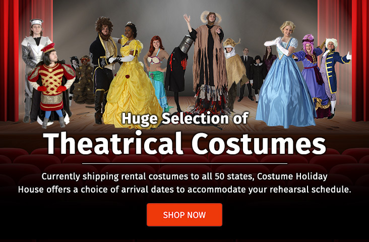 Need Theatrical costumes? Shop our costumes at Costumes Holiday House.